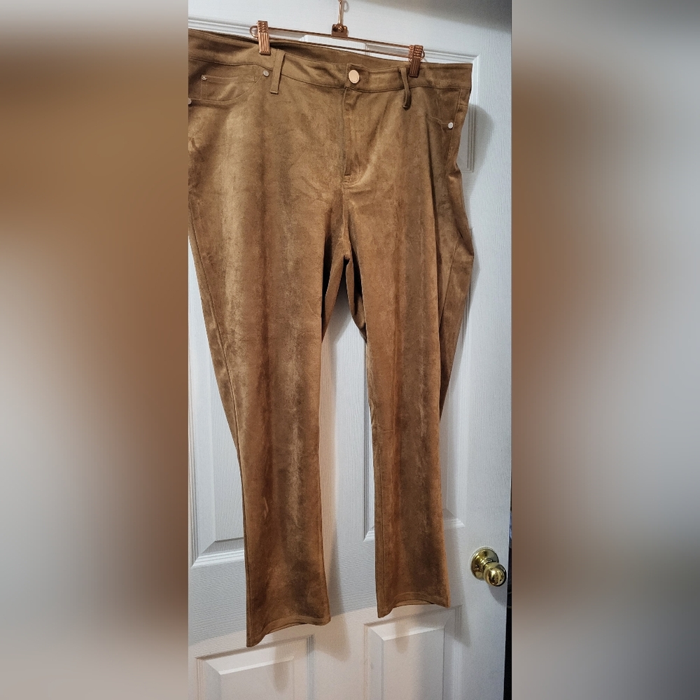 Seven7 Tan Suede-Look Pants